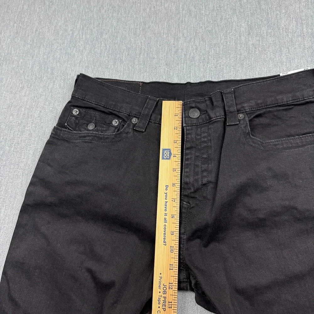 True Religion Jeans Mens 36 Black Denim Ricky Flap Relaxed‎ Straight Pants NWT